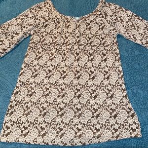 Lady Noiz Brown & Cream Lace Shirt